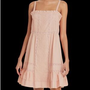 Sweet way fee Pink Dress eyelet crochet. Stock photo details slightly different